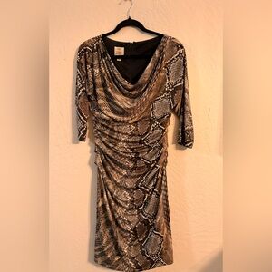 Cachet Snakeskin Print Long Sleeve Dress